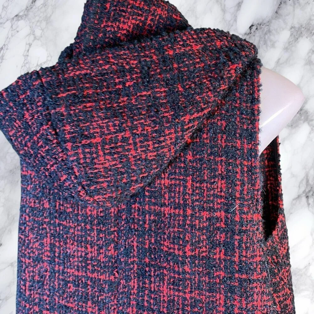BCBGeneration Gigi Boucle Tweed Vest in Red/Black Combo